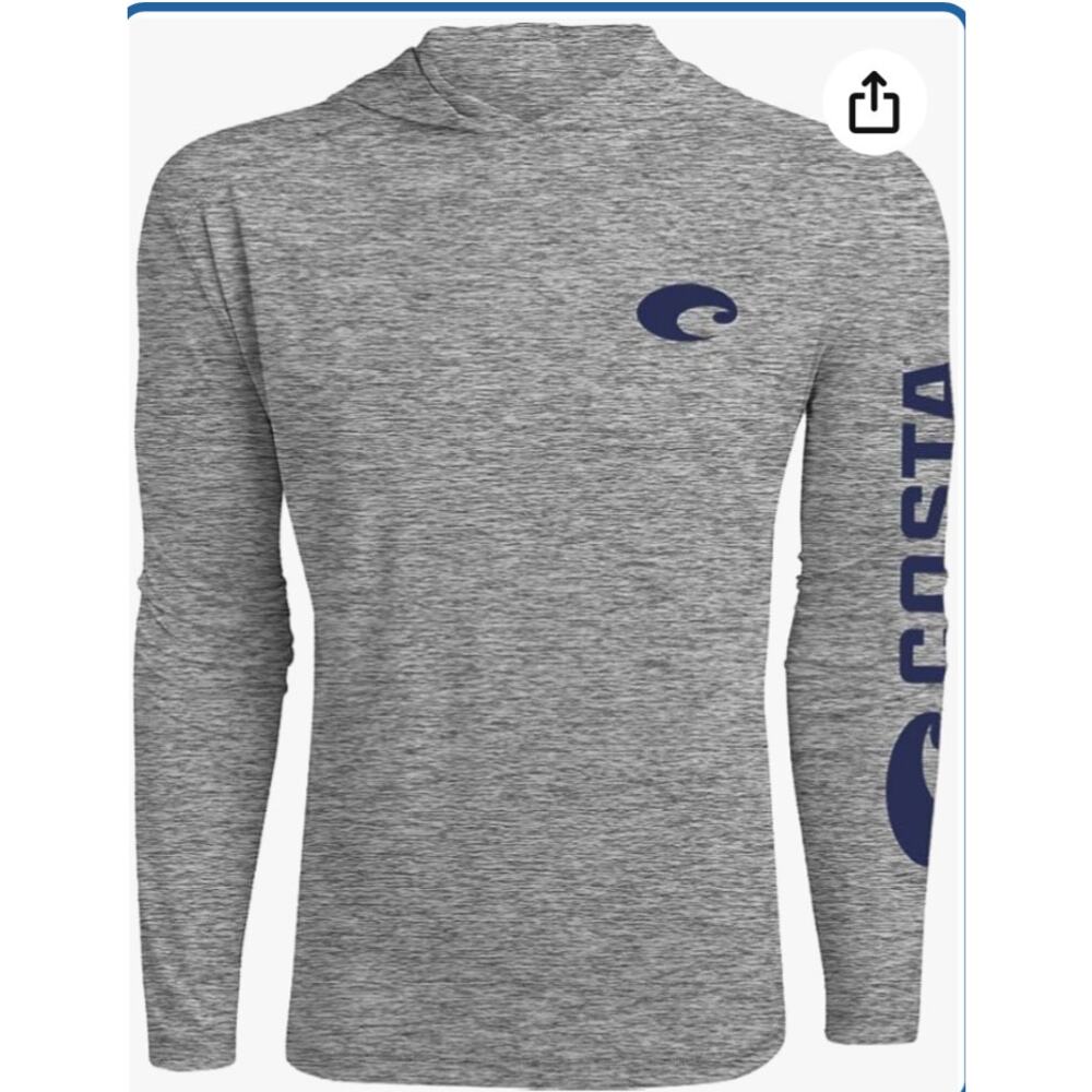 NWT Costa Del Mar Men's Long Sleeve Performance Fishing Hooded Shirt Gray‎ Small